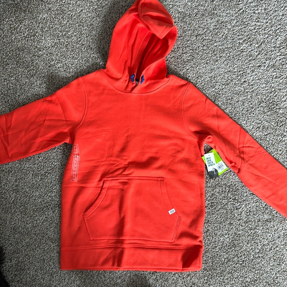DSG (Dicks Sporting Goods) orange hoodie with blue ties